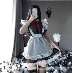 Ecowalson - Lencería Sexy con Encaje y Lazo, Uniforme de Sirvienta para Cosplay, Ropa Interior Sexy, Lencería Erótica Transparente, Disfraz para Juego de Rol de Halloween - Product Image 3