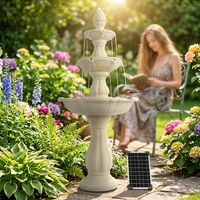 Fontaine d'eau décorative de jardin portable à 3 niveaux en résine de fibre de verre avec énergie solaire et batterie