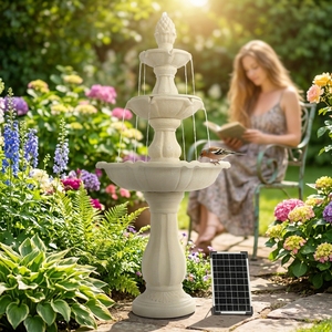 <span class=keywords><strong>Fontaine</strong></span> d'eau décorative de jardin portable <span class=keywords><strong>à</strong></span> 3 niveaux en résine de fibre de verre avec <span class=keywords><strong>énergie</strong></span> <span class=keywords><strong>solaire</strong></span> et batterie - Product Image 2