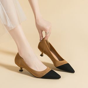 Commercio all'ingrosso della fabbrica semplici tacchi alti in maglia a punta ufficio <span class=keywords><strong>scarpe</strong></span> da cerimonia Slip on basso tacco 4cm <span class=keywords><strong>scarpe</strong></span> <span class=keywords><strong>comode</strong></span> da <span class=keywords><strong>donna</strong></span> - Product Image 2