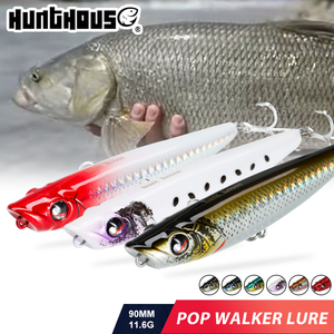 Hunthouse Wholesale Factory Señuelo flotante tipo popper WTD Walk the Dog de 90 mm y 11.6 g para pesca de arrastre en agua salada - Product Image 1