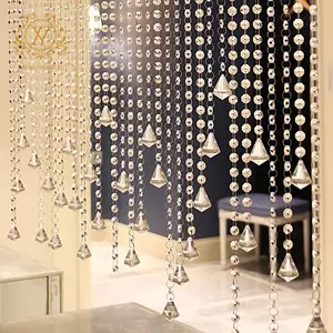 Chất Lượng Cao Glass Bead Rèm Tinh Thể Trong Suốt Bát Giác Bead Chuỗi Cho Đảng Wedding Trần Trang Trí