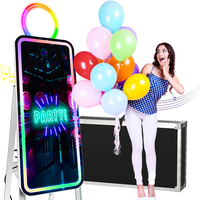 Station de Selfie Sociale, Cabine Photo de Mariage, Cabine Miroir avec Ordinateur 8G I5, Écran Tactile TV 22 Pouces, Miroir Magique LED RVB, Cabine Photo
