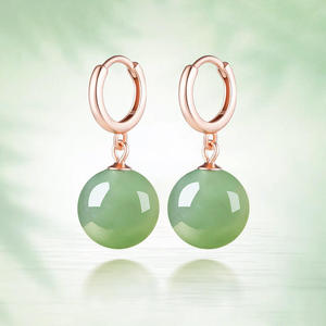 Boucles d'oreilles en jaspe de jade Hetian naturel, argent S925, bijoux simples et élégants pour femmes, certificat d'évaluation D476 - Product Image 2