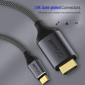 <span class=keywords><strong>C</strong></span>âble QGeeM USB <span class=keywords><strong>C</strong></span> vers HDMI 2.0 4K60Hz, plaqué or, en aluminium tressé, Plug & Play pour MacBook, ordinateur portable, téléphone, moniteur, téléviseur, projecteur - Product Image 3