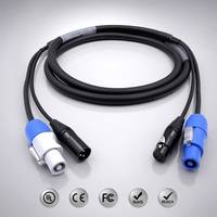 Câble hybride PowerCON vers XLR 3 broches sur mesure pour station d'alimentation basse tension à tête mobile, 1M-10M, cuivre pur, gaine PVC, usine OEM
