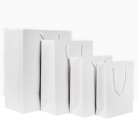 Toptan Özel Logo 5.25x3.75x8 Gri Karton Çantalar İpli Beyaz Flekso Baskılı Geri Dönüştürülebilir Süpermarket Promosyon Hediyesi