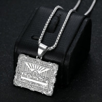 Kalung Hip Hop Lukisan Terkenal Dunia Perjamuan Terakhir Bertabur Zirkon Lapis Emas 18k Liontin Baja Tahan Karat 316l Perhiasan Grosir