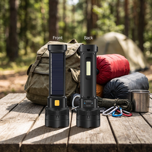 Lampe torche LED portable rechargeable solaire et à piles, étanche IP44, pour le camping, l'extérieur, la maison et les situations d'urgence - Product Image 2