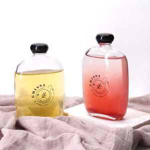 Nouvellement conçu 100ml 200ml 250ml 350ml 500ml flacon à fond plat givré clair bouteille en verre de jus de vin avec bouchon de <span class=keywords><strong>champignon</strong></span> - Product Image 1