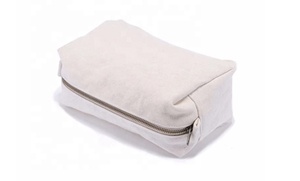 Sac de cosmétiques de beauté personnalisé, pochette à fermeture éclair en toile de coton avec logo personnalisé - Product Image 3