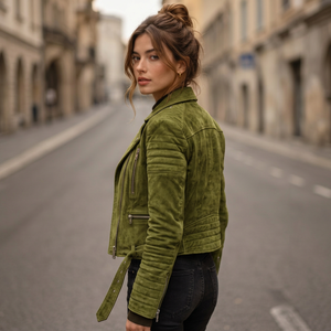 Woman Vintage Fashion <b>Leather</b> Coat Casual Shacket Windproof Zipper Pockets Goat <b>Leather</b> <b>Jacket</b> Zipper Closure <b>Winter</b> - Product Image 5