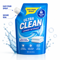 Pochette souple personnalisable réutilisable avec bec verseur pour savon liquide et gel lavant pour les mains, recharge en sachet plastique à fond plat