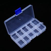 UTENEW Boîte de rangement de bijoux en plastique PP moderne Boîte de rangement transparente pour les petits métiers/arts Lot de 2 conteneurs 10 grilles