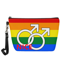 Trousse de Maquillage Personnalisée en Cuir PU Effet Espace Thème Arc-en-ciel Gay Fraysexual avec Dragonne pour Voyage d'Affaires, Rangement Cosmétique Domestique