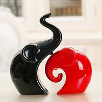 Articles décoratifs modernes, décoration d'éléphant, céramique rouge noire, articles de décoration pour la maison, le salon, la chambre à coucher