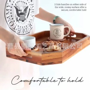 Plateau de service en bois massif Pengzhan avec poignée 652, finition polie, pour le thé, le petit-déjeuner, usage domestique - Product Image 5