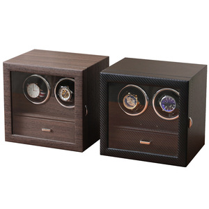 En stock, vente en gros, SAIKE SKW170-PU, support vertical double pour montres en bois, rangement de bijoux, remontoir de montres multifonctionnel, 2 montres - Product Image 2