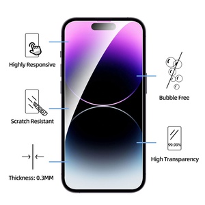 9H cao rõ ràng chống trầy xước 0.33mm rõ ràng bảo vệ màn hình cho <span class=keywords><strong>iPhone</strong></span> 15 14 cộng với 13 12 11 Pro Max XS <span class=keywords><strong>XR</strong></span> 6 7 rõ ràng kính cường lực - Product Image 4