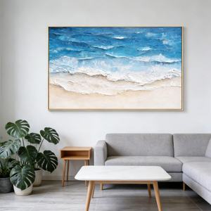 Peinture abstraite murale lumineuse pour la plage, décoration intérieure, œuvre d'art texturée purement artisanale pour salon, chambre et bureau - Product Image 2