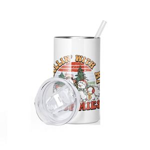Vaso recto de acero inoxidable de doble pared de 12 oz para sublimación, en blanco, para regalo DIY, con pajita - Product Image 1
