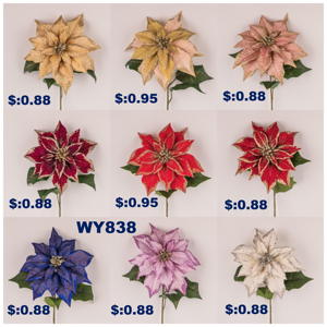 クリスマス卒業母の日イースター新年のお祝いの機会のための現実的な青い原始ポインセチアの花の茎 - Product Image 5