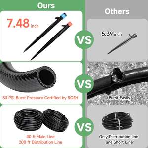 Sistem Irigasi Tetes Otomatis Riboud 240FT Kit Selang Plastik Aksesoris untuk Tanaman Kebun Rumah Kaca Halaman-1/2 1/4 Inci - Product Image 4