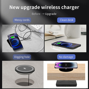 <span class=keywords><strong>Chargeur</strong></span> sans fil à <span class=keywords><strong>induction</strong></span> invisible OEM 10W 50mm pour téléphones Chargement de bureau en bois dur OTP OVP Emballage Design personnalisable - Product Image 2
