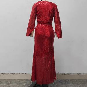 Nuevo Vestido Sexy Europeo y Americano, Vestido Largo de Color Sólido, Vestido Rojo de Noche - Product Image 6