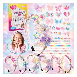 Kids Hairband Craft Kit Sparkling Unicorn Butterfly Gem <b>Bow</b> Headwear Accessories Birthday Toy Party Bundle <b>Gift</b> - Product Image 1