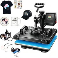 Mesin Press Panas Combo 5 IN 1 Ukuran 12x15 Inch, Mesin Transfer Panas Digital 360 Swing Away untuk DIY Kaos, Mug, Topi, Piring