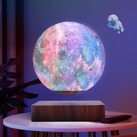 Lampe de Chevet Galaxie Flottante, Veilleuse Lune Flottante, Lampe de Bureau Univers Flottant, Cadeau de Noël