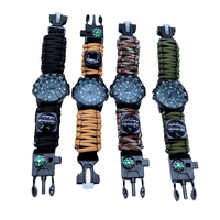 Montre de survie multifonction en paracorde avec boussole, bracelet d'urgence pour le camping et la randonnée