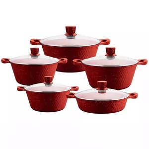 Wholesale <strong>10pcs</strong> Kitchen Aluminum Cooking Soup Pot Diamonds Die Cast <strong>Cookware</strong> <strong>Set</strong> - Product Image 5
