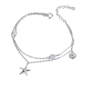 Pulsera de Plata de Ley 925 con Diseño Original Tichi, Estrella de Mar y Aguamarina para Mujer, Estilo Coreano Inspirado en Instagram, con Aspecto de Perla - Product Image 5