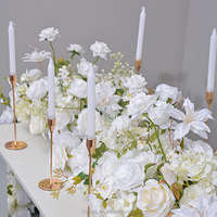 Fleurs artificielles en gros, décoration florale réaliste, roses artificielles blanches, chemin de table pour mariage et scène
