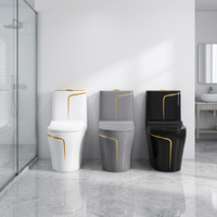 Ensemble WC et lavabo sur pied en céramique, design moderne, finition Gunmetal Gold Line, pour hôtels, de la marque Chaozhou Sanitary Ware.