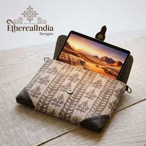 Boho 13 Inch Sling <b>Bag</b> Handmade Rug Fabric <b>Tablet</b> Case Cotton Crossbody Sleeve Wholesale India Export - Product Image 1