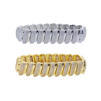 Bracelet élastique tendance pour femme, 15 mm de large, micro-incrusté de zircon en forme de boule, plaqué cuivre, idéal comme cadeau