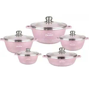 प्रतिस्पर्धी मूल्य 10pcs रसोई Nonstick ग्रेनाइट कोटिंग खाना पकाने के बर्तन Cookware सेट