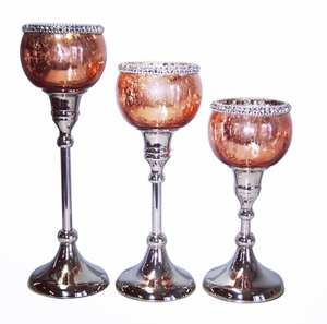 Ensemble de 3 bougeoirs en métal argenté de luxe, support à bougies, éclairage, décorations de mariage et de Noël - Product Image 6