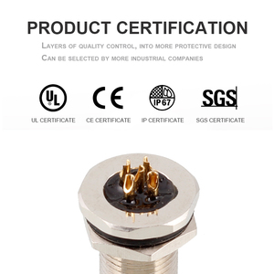 M12 Soldadura Frontal Tuerca Sujetada Mamparo 2 3 4 5 6 8 12 17 Pines Macho Hembra Conectores de Montaje en Panel - Product Image 3