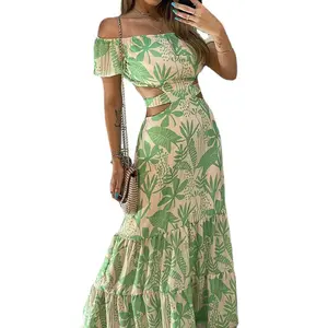 Женское платье в этническом стиле, длинное Повседневное платье макси без рукавов с принтом в стиле пэчворк, весна-лето 2022