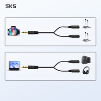 Câble audio Y Splitter 3,5 mm mâle vers 2 RCA femelle, 25 cm, plaqué or, moulé par injection, adaptateur stéréo AUX pour microphone/haut-parleur