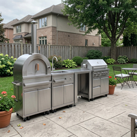 Cuisine extérieure modulaire européenne en acier inoxydable 304, antibactérienne, durable et robuste, îlot de cuisine de jardin pour terrasse