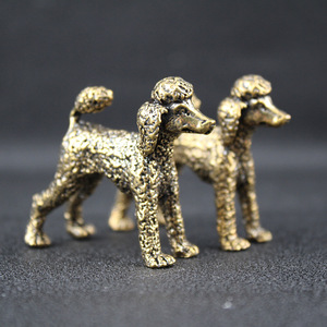 Figura Decorativa de Perro Poodle de Latón Retro, Adorno de Metal Sólido para Escritorio, Regalo Artesanal - Product Image 3
