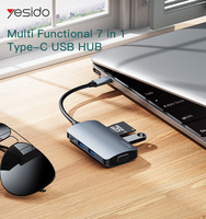 HB16 Hub externe 7-en-1 Type-C vers USB en alliage d'aluminium avec USB 3.0 PD 100W en stock pour ordinateur portable