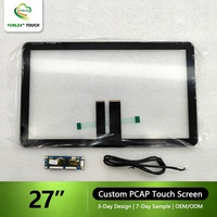 CTP layar sentuh 27 inci layar sentuh, sarung tangan anti air Stylus Panel sentuh AG AR AF kaca proyeksi kapasitif Multi layar sentuh