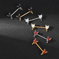 Piercing mamelon en acier inoxydable 316L plaqué or argent petit diable araignée anneau de mamelon Piercing bijoux pour femmes hommes