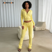 Ensemble de survêtement deux pièces sur mesure, sweat-shirt à capuche zippé court et pantalon de survêtement, survêtement pour femmes, coupe ajustée, jogging